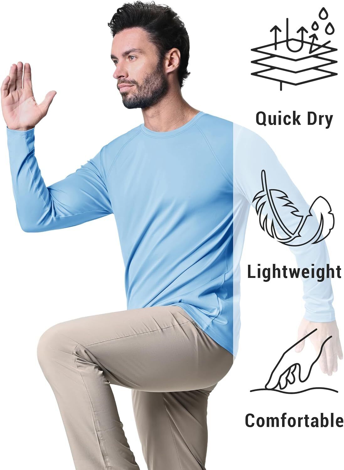 Men's UPF 50+ Sun Protection Rash Guard �C Quick Dry Shirt for Fishing Hiking - Picture 178 of 230
