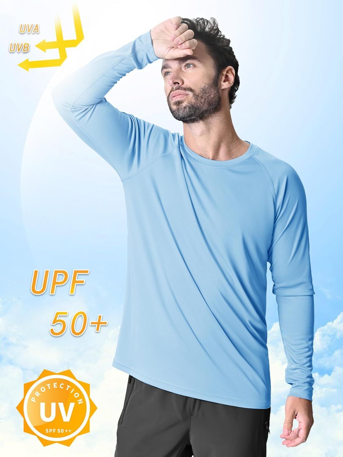 Men's UPF 50+ Sun Protection Rash Guard �C Quick Dry Shirt for Fishing Hiking - Picture 179 of 230