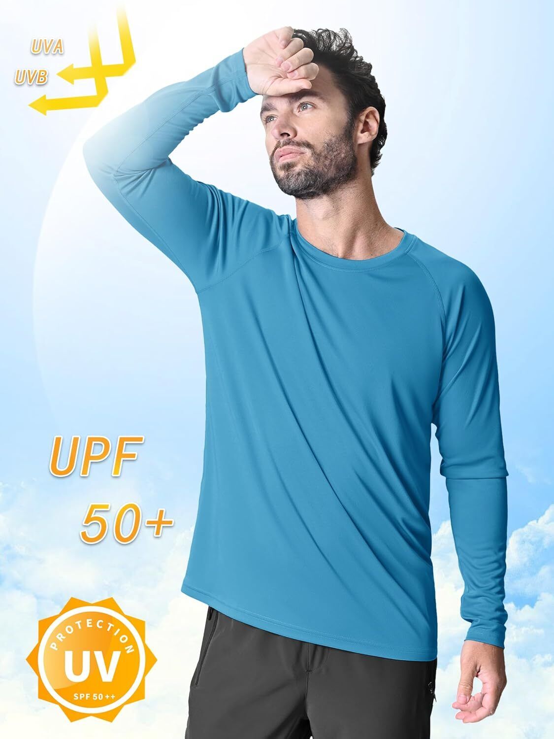 Men's UPF 50+ Sun Protection Rash Guard �C Quick Dry Shirt for Fishing Hiking - Picture 187 of 230