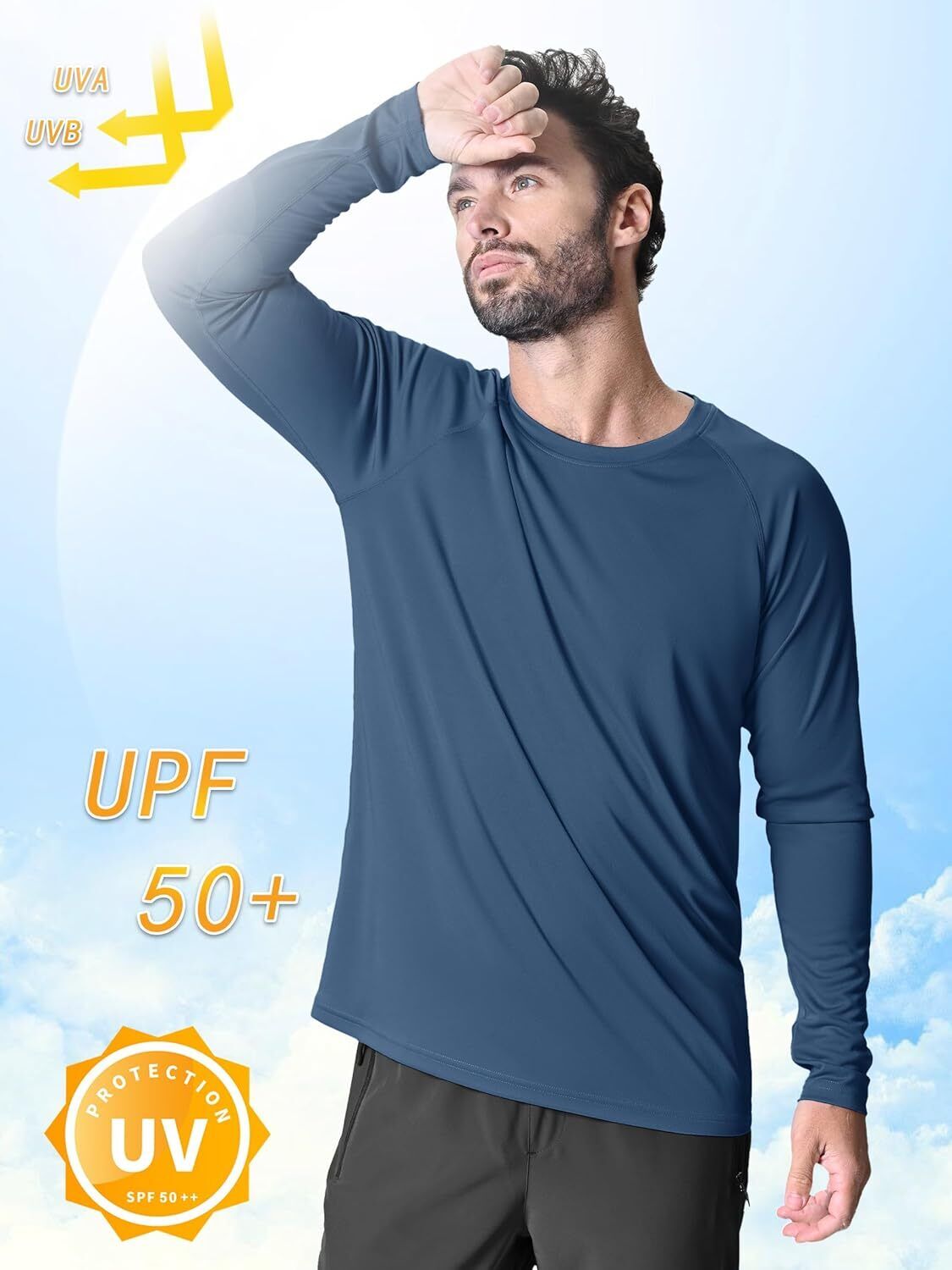 Men's UPF 50+ Sun Protection Rash Guard �C Quick Dry Shirt for Fishing Hiking - Picture 195 of 230