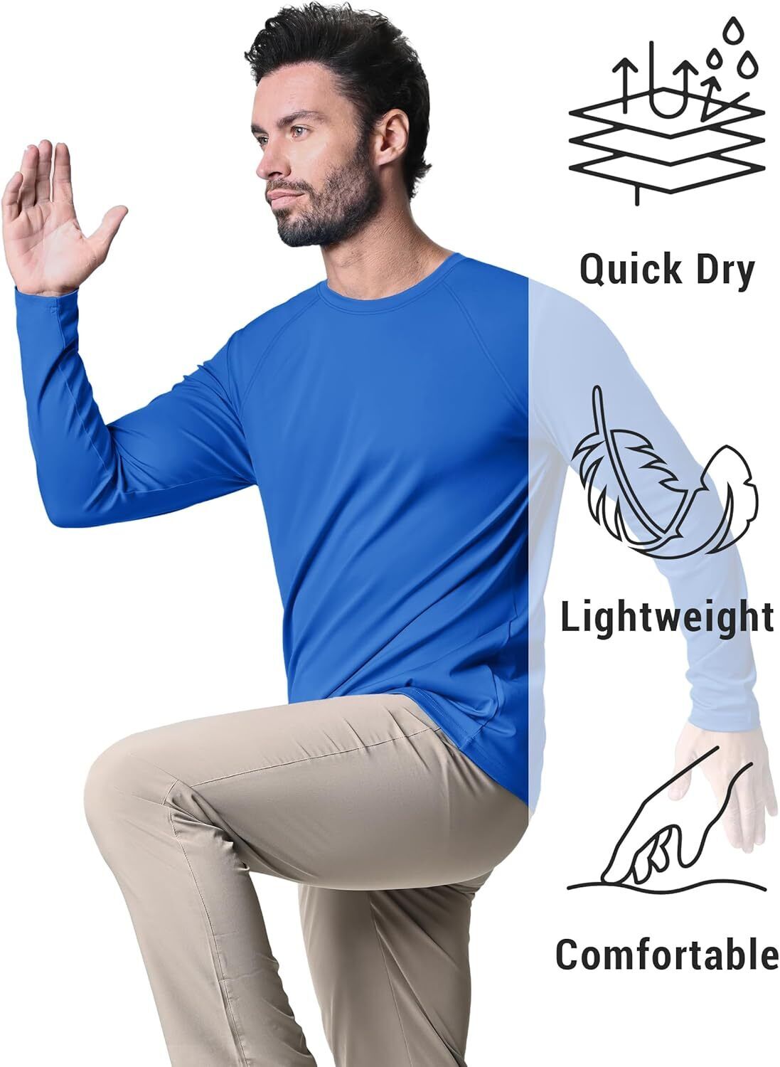 Men's UPF 50+ Sun Protection Rash Guard �C Quick Dry Shirt for Fishing Hiking - Picture 202 of 230