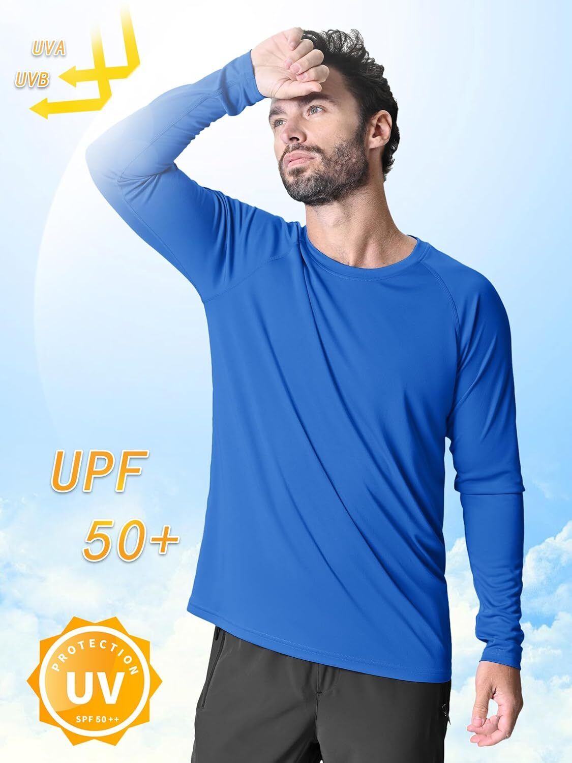 Men's UPF 50+ Sun Protection Rash Guard �C Quick Dry Shirt for Fishing Hiking - Picture 203 of 230