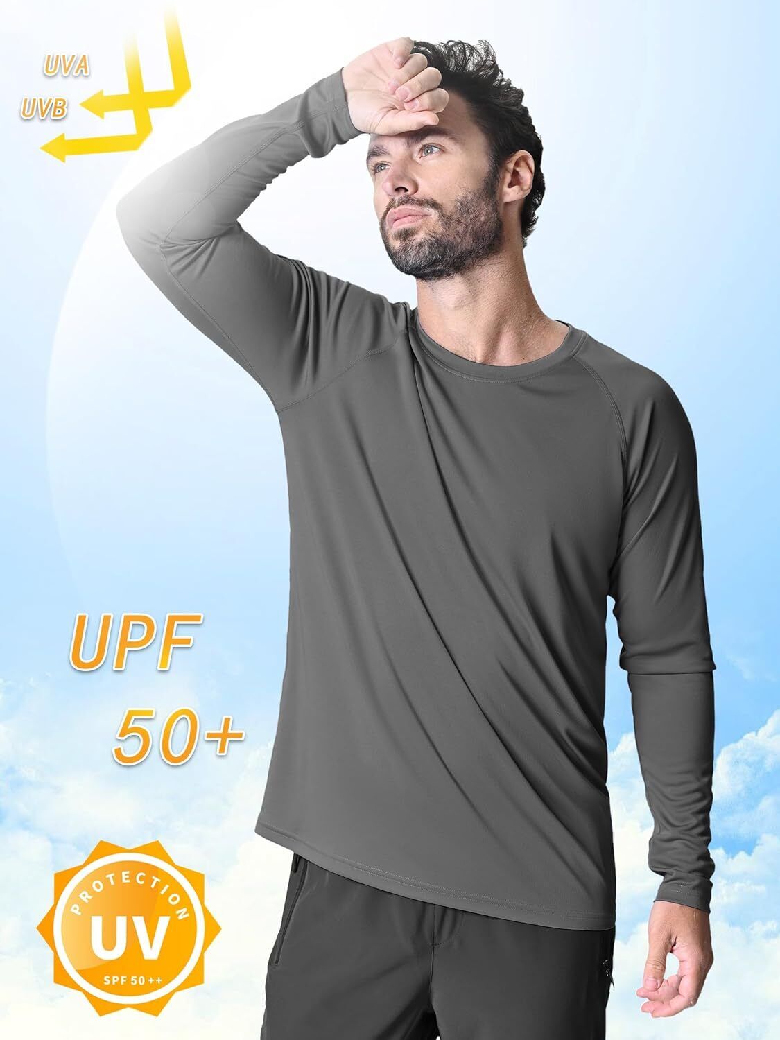 Men's UPF 50+ Sun Protection Rash Guard �C Quick Dry Shirt for Fishing Hiking - Picture 218 of 230