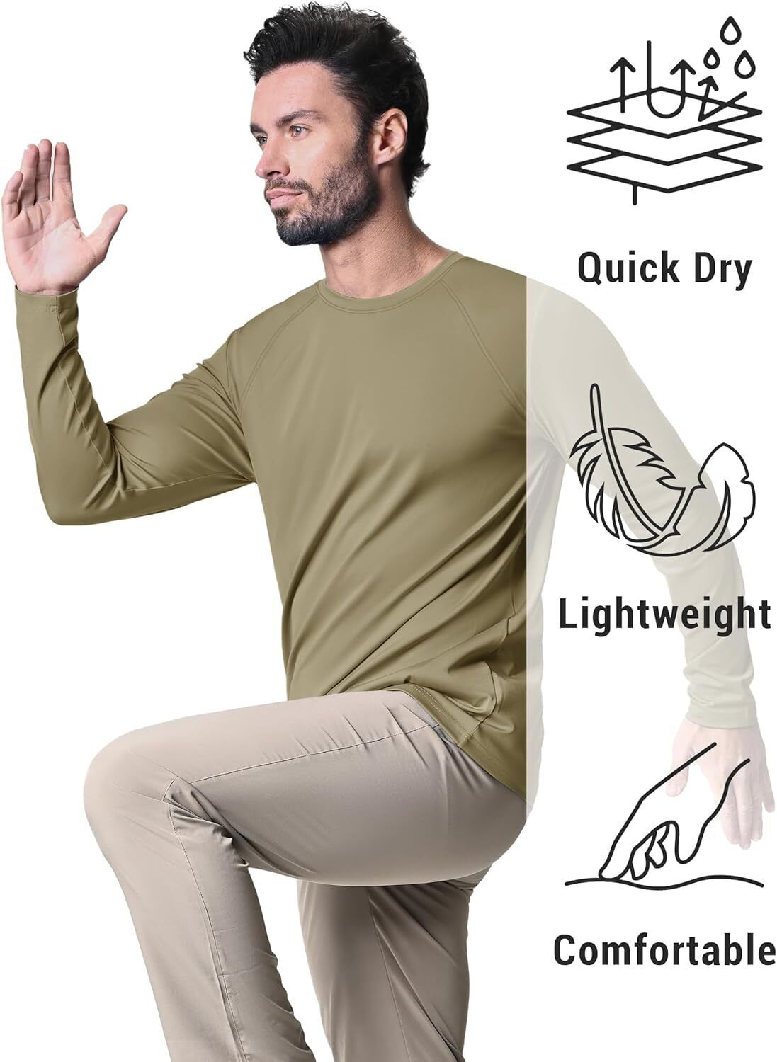 Men's UPF 50+ Sun Protection Rash Guard �C Quick Dry Shirt for Fishing Hiking - Picture 225 of 230