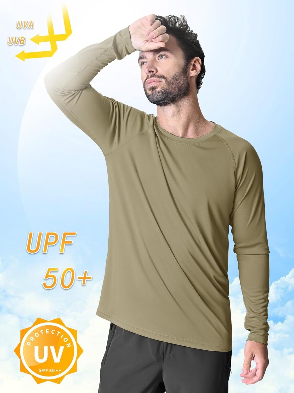 Men's UPF 50+ Sun Protection Rash Guard �C Quick Dry Shirt for Fishing Hiking - Picture 226 of 230