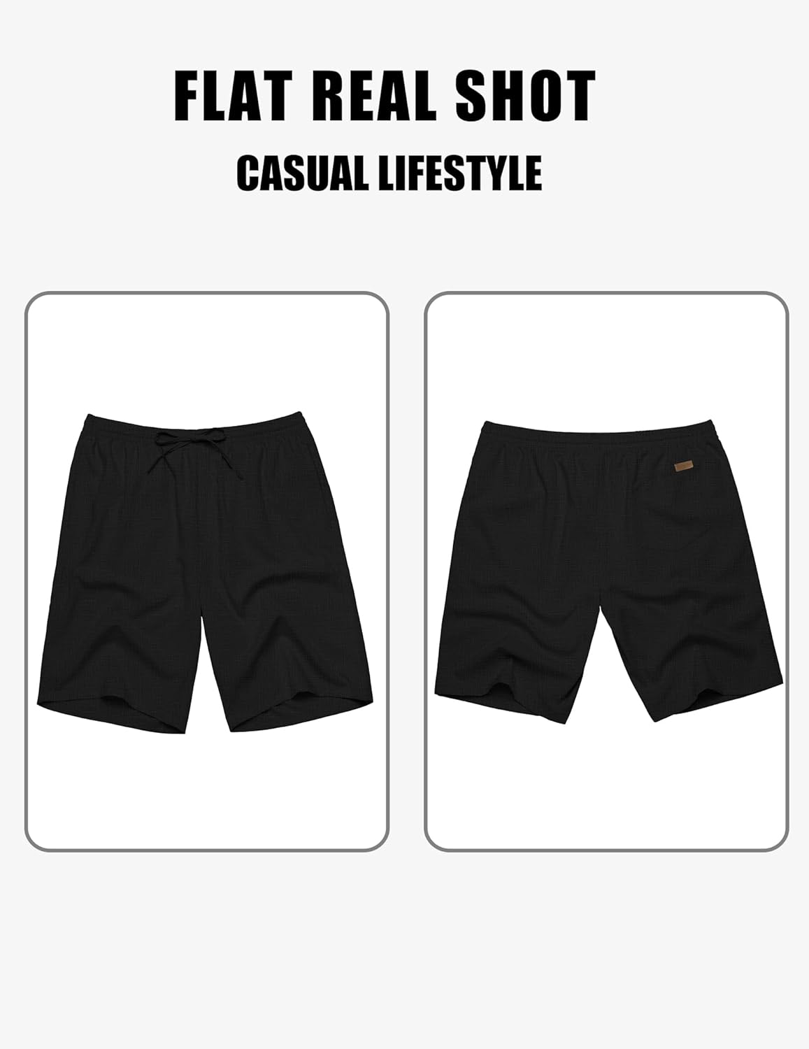 Mens Linen Shorts 9" Elastic Waist Drawstring Casual Shorts Lightweight - Picture 39 of 74