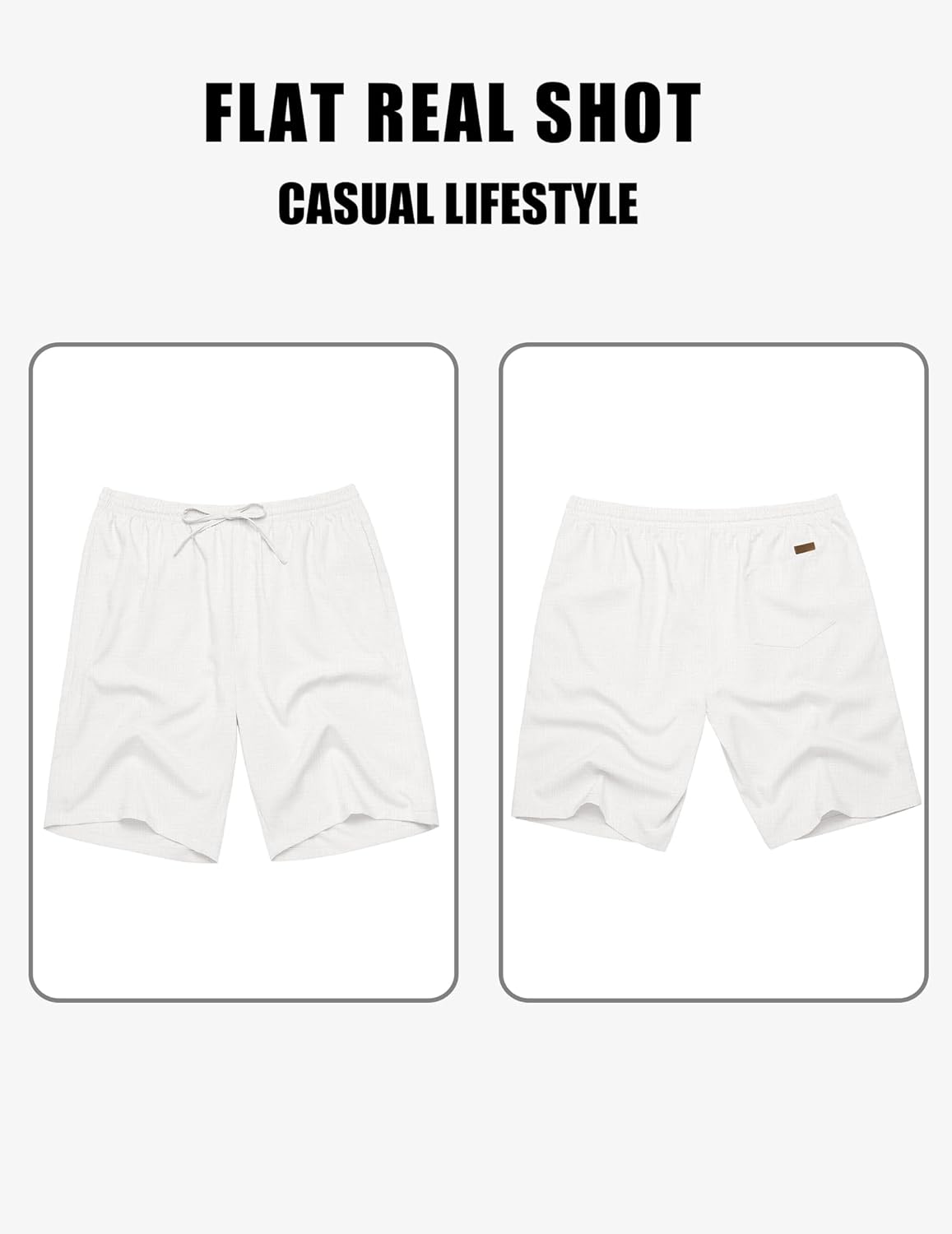 Mens Linen Shorts 9" Elastic Waist Drawstring Casual Shorts Lightweight - Picture 67 of 74