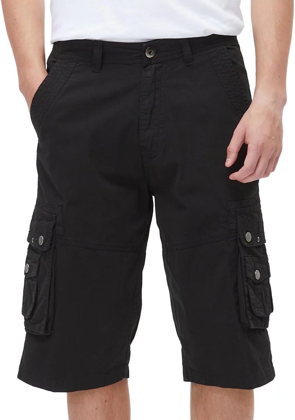 Men's 13-Inch Relaxed Fit Cotton Cargo Shorts with 9 Pockets Below Knee - Picture 27 of 68