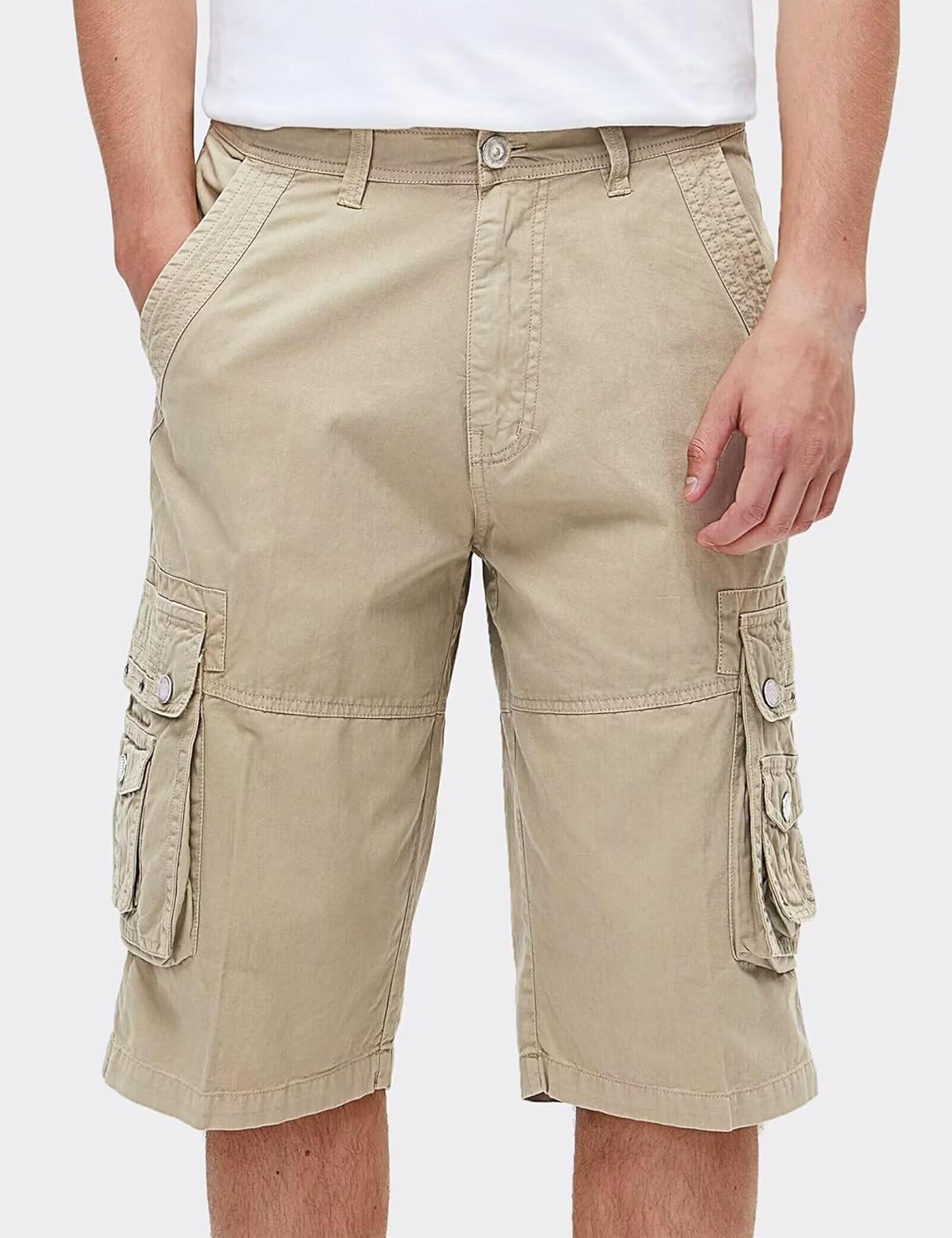 Men's 13-Inch Relaxed Fit Cotton Cargo Shorts with 9 Pockets Below Knee - Picture 37 of 68