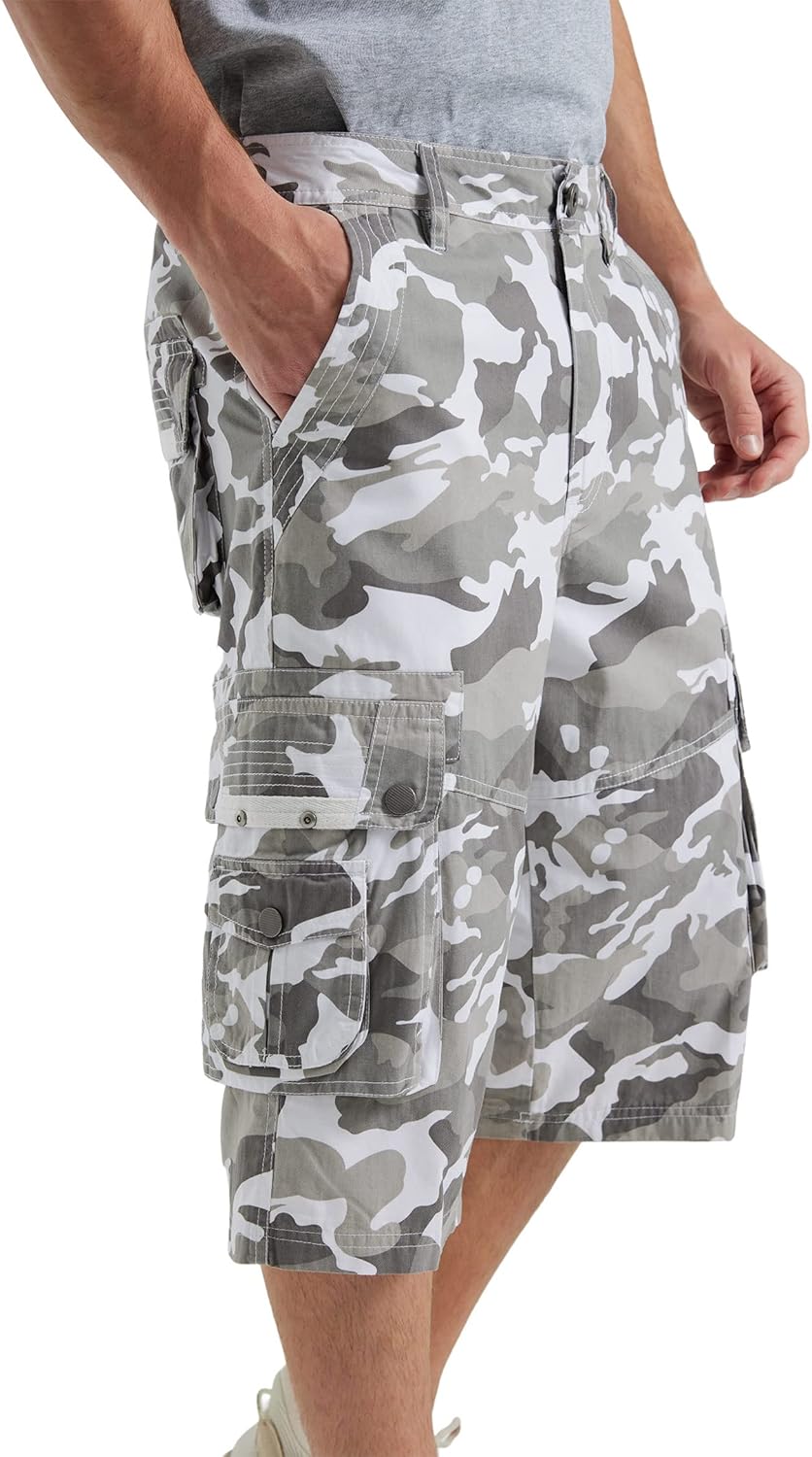 Men's 13-Inch Relaxed Fit Cotton Cargo Shorts with 9 Pockets Below Knee - Picture 61 of 68