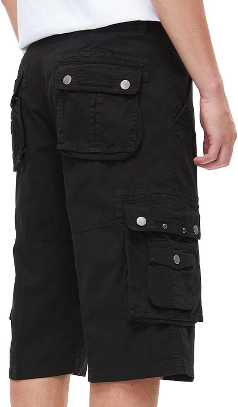 Men's 13-Inch Relaxed Fit Cotton Cargo Shorts with 9 Pockets Below Knee - Picture 28 of 68