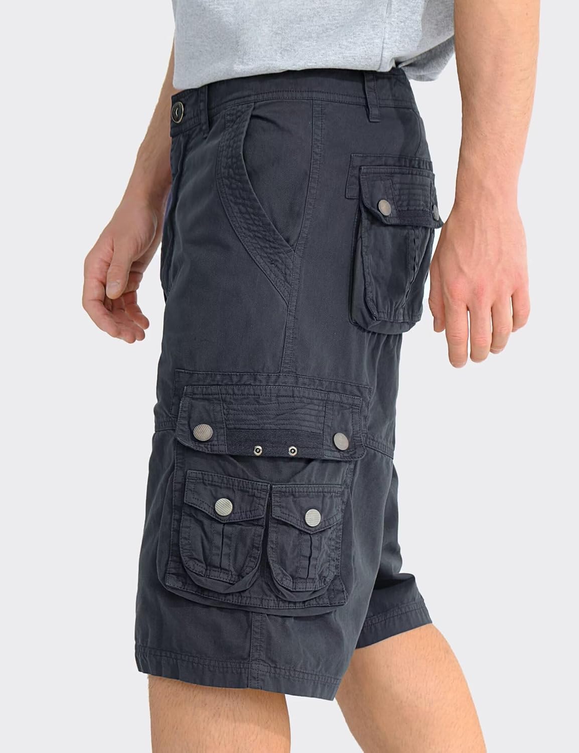 Men's 13-Inch Relaxed Fit Cotton Cargo Shorts with 9 Pockets Below Knee - Picture 55 of 68