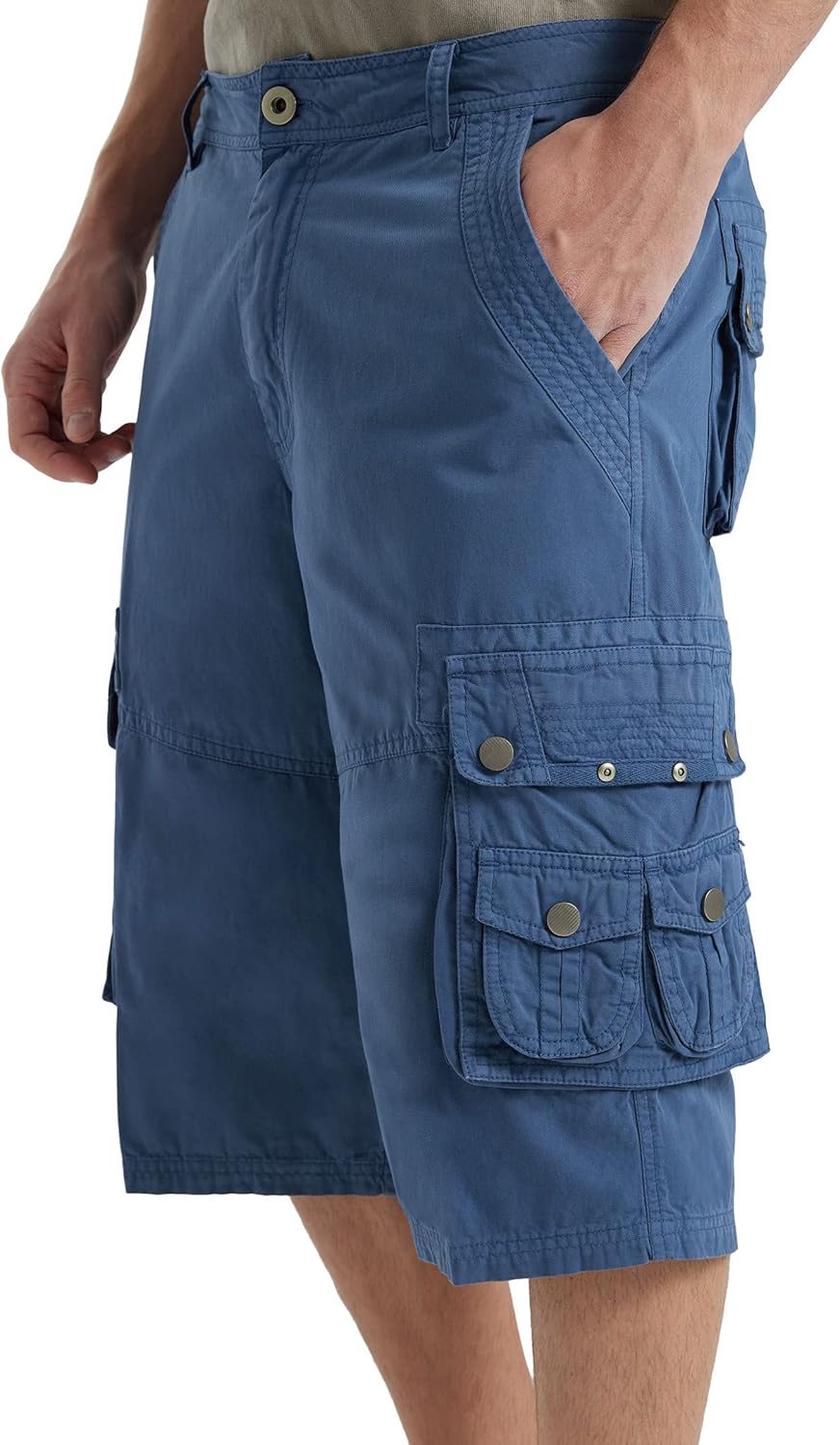 Men's 13-Inch Relaxed Fit Cotton Cargo Shorts with 9 Pockets Below Knee - Picture 57 of 68
