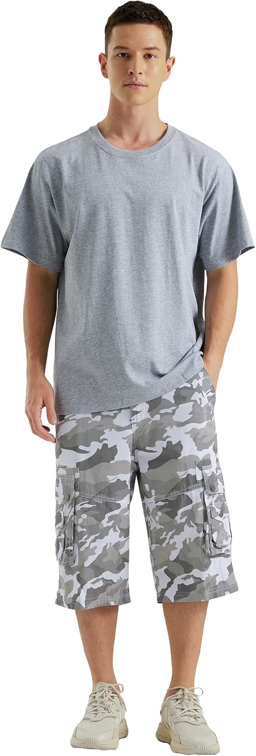 Men's 13-Inch Relaxed Fit Cotton Cargo Shorts with 9 Pockets Below Knee - Picture 62 of 68
