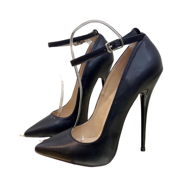 Zapatos de salón para mujer con correa en el tobillo punta 16 cm de alto tacón de aguja 36-46 - Imagen 9 de 11