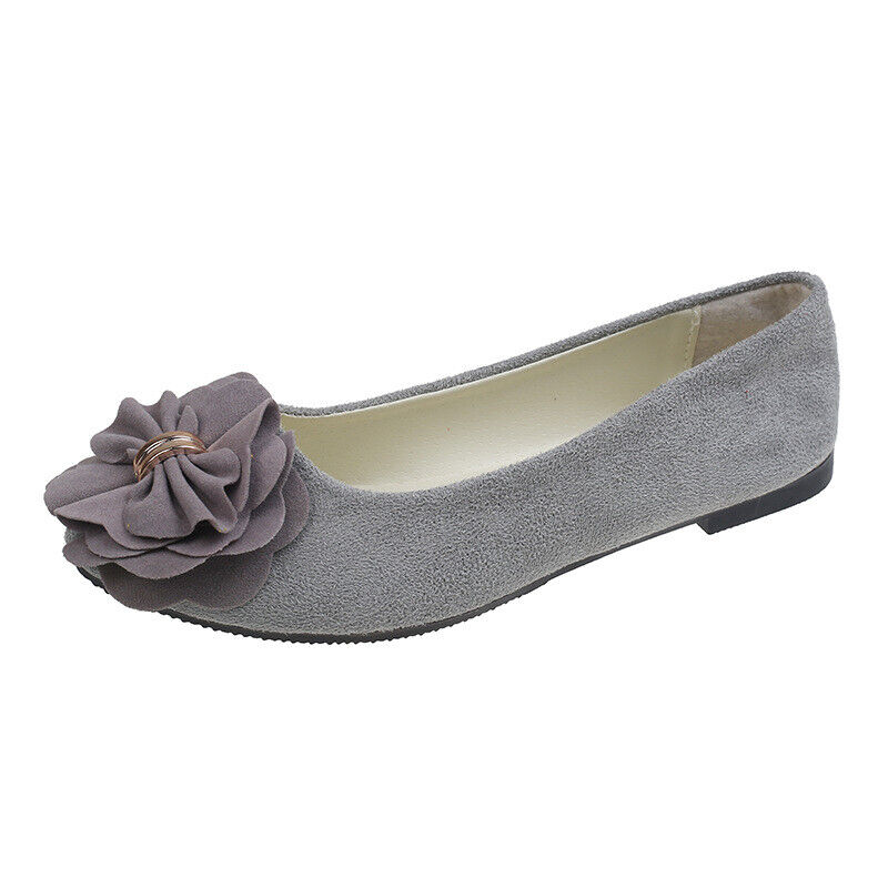 Womens Casual Ballet Flats Boat Shoes Slip Loafers Round Toe Flower Pumps - Picture 21 of 26