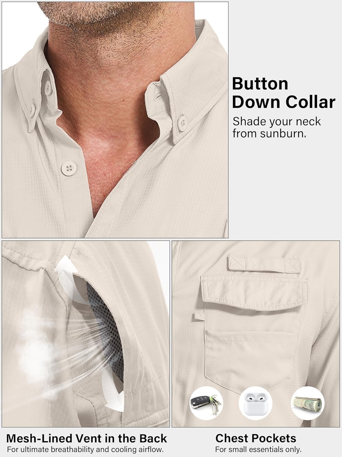 Camisas de pesca de manga larga para hombre protección solar UPF 50 UV secado rápido - Imagen 28 de 52