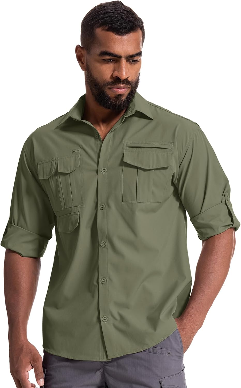 Herren Sonnenschutz Angelshirt Langarm Outdoor schnelltrocknend Cargoshirts - Bild 22 von 45