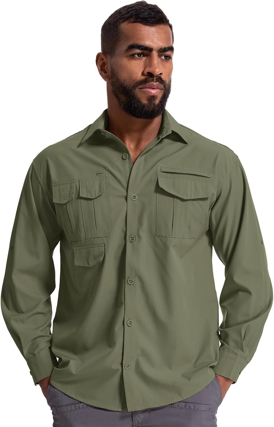 Herren Sonnenschutz Angelshirt Langarm Outdoor schnelltrocknend Cargoshirts - Bild 23 von 45