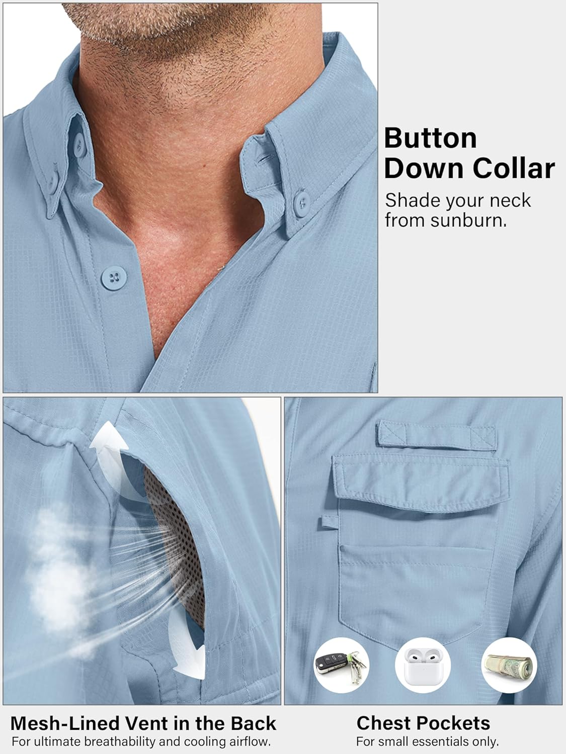 Camisas de pesca de manga larga para hombre protección solar UPF 50 UV secado rápido - Imagen 32 de 52