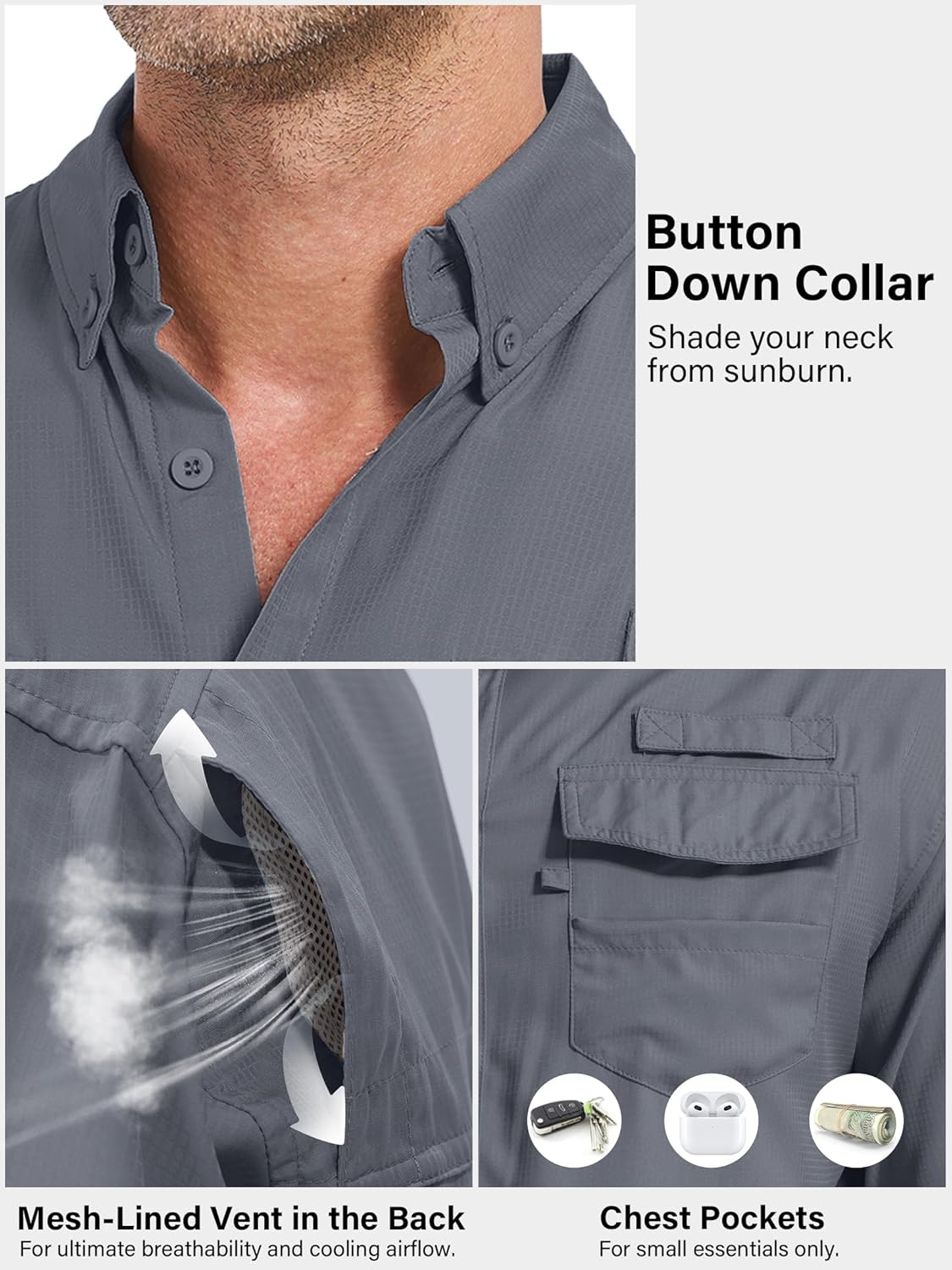 Camisas de pesca de manga larga para hombre protección solar UPF 50 UV secado rápido - Imagen 36 de 52