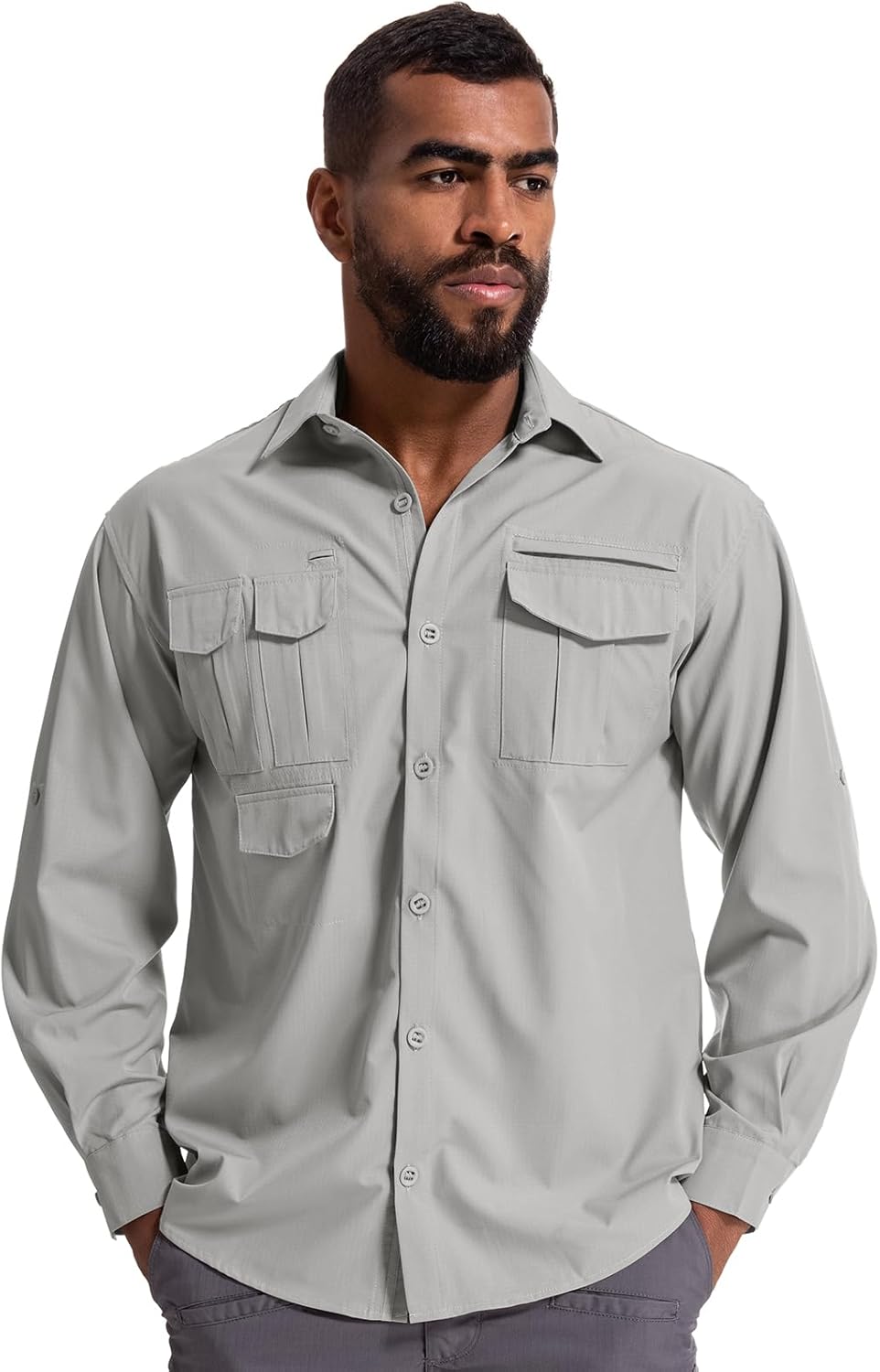 Herren Sonnenschutz Angelshirt Langarm Outdoor schnelltrocknend Cargoshirts - Bild 27 von 45