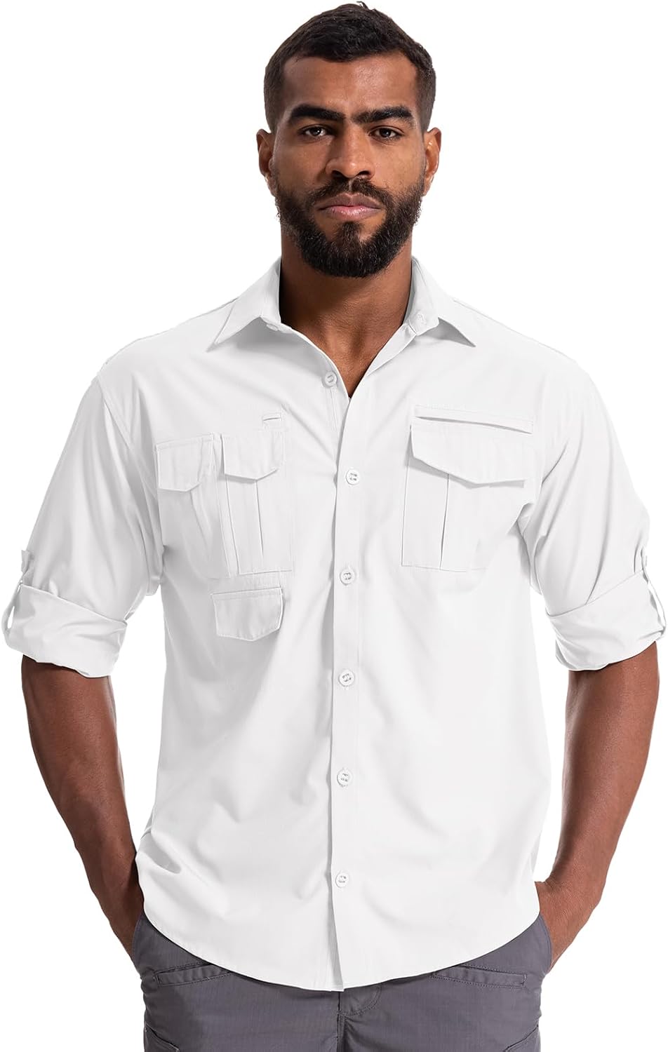 Herren Sonnenschutz Angelshirt Langarm Outdoor schnelltrocknend Cargoshirts - Bild 42 von 45