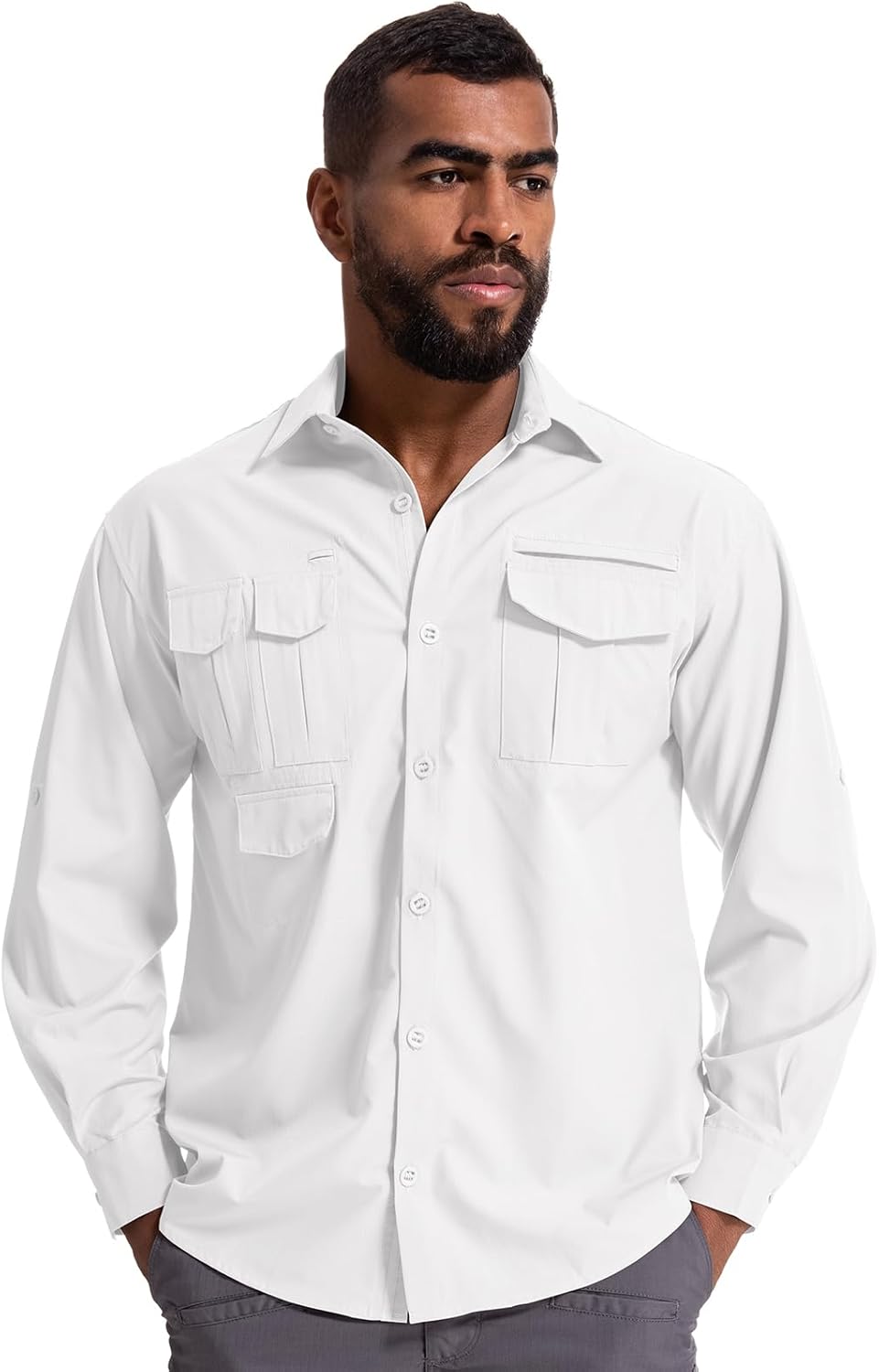 Herren Sonnenschutz Angelshirt Langarm Outdoor schnelltrocknend Cargoshirts - Bild 43 von 45
