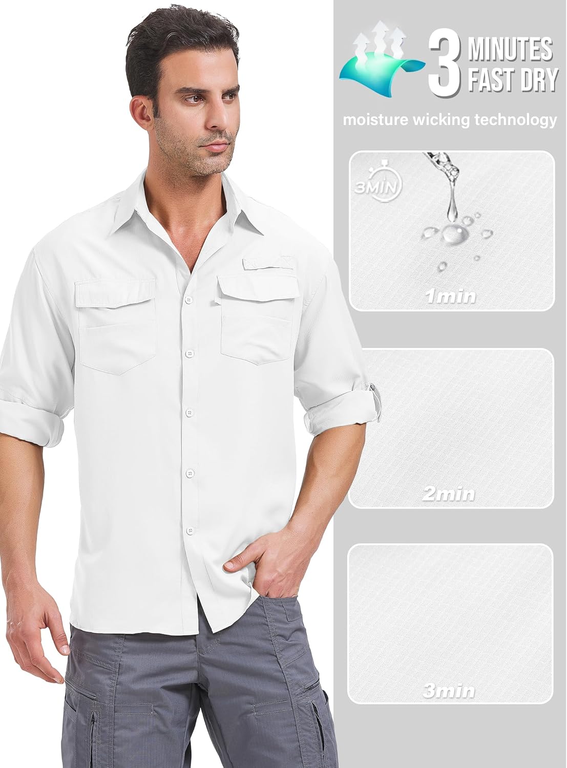 Camisas de pesca de manga larga para hombre protección solar UPF 50 UV secado rápido - Imagen 42 de 52