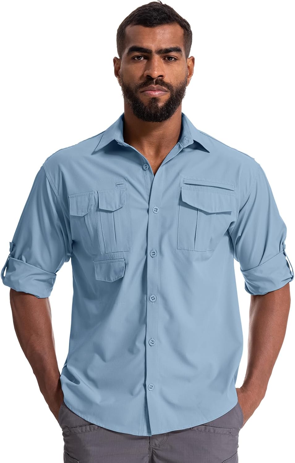 Herren Sonnenschutz Angelshirt Langarm Outdoor schnelltrocknend Cargoshirts - Bild 30 von 45
