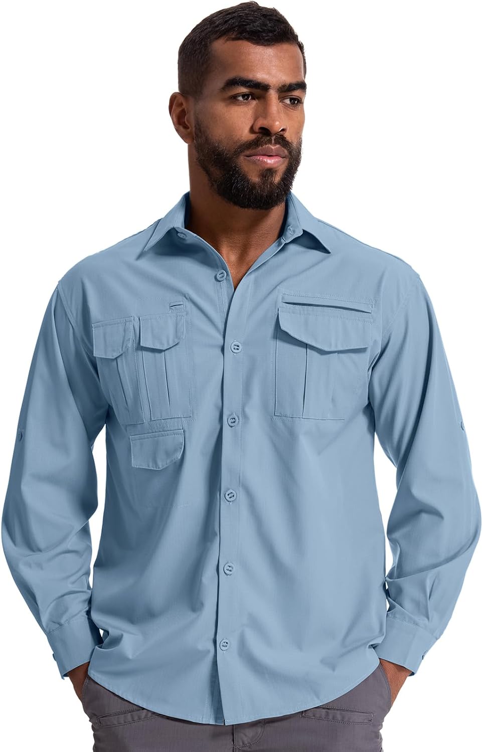 Herren Sonnenschutz Angelshirt Langarm Outdoor schnelltrocknend Cargoshirts - Bild 31 von 45