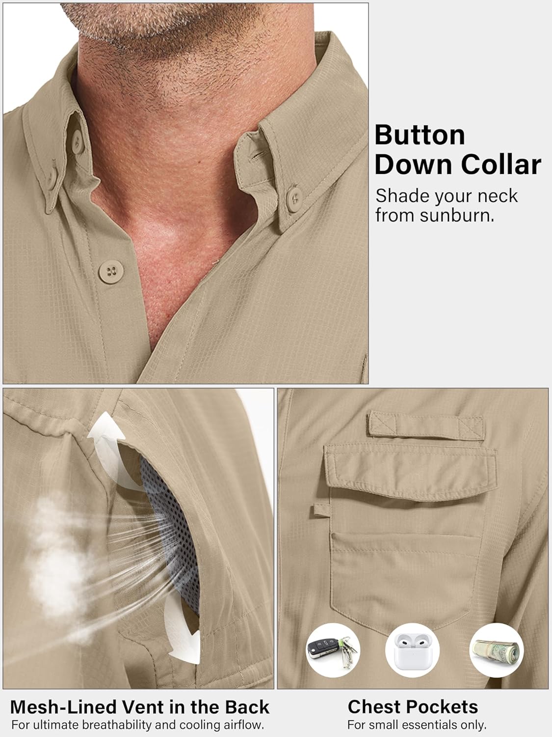 Camisas de pesca de manga larga para hombre protección solar UPF 50 UV secado rápido - Imagen 48 de 52