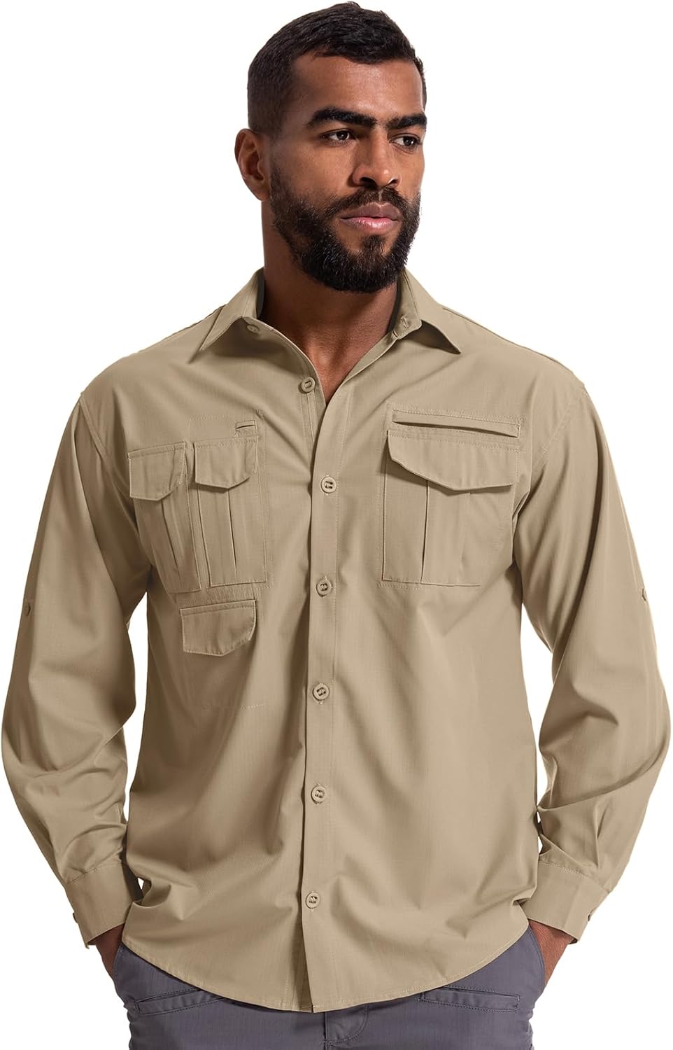 Herren Sonnenschutz Angelshirt Langarm Outdoor schnelltrocknend Cargoshirts - Bild 34 von 45