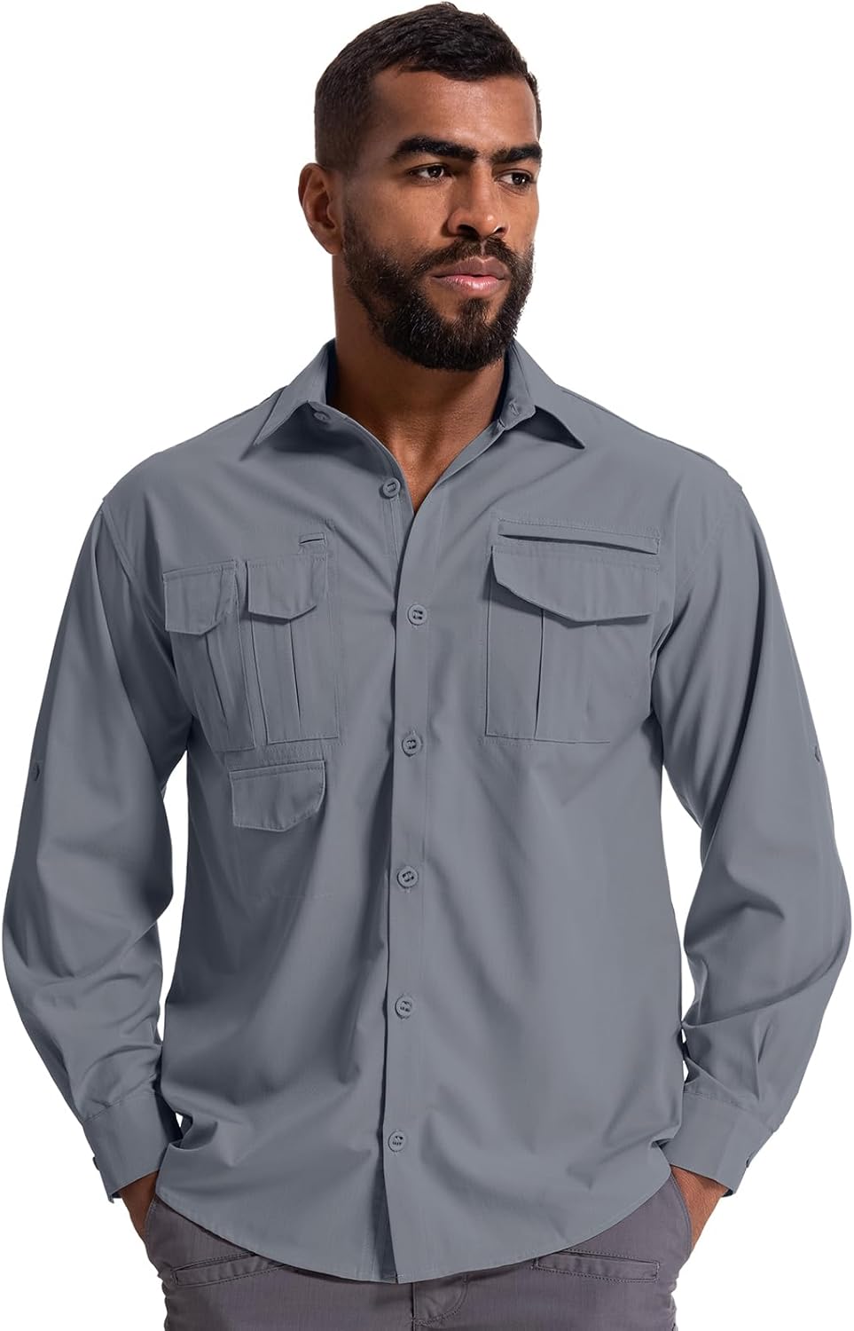 Herren Sonnenschutz Angelshirt Langarm Outdoor schnelltrocknend Cargoshirts - Bild 39 von 45