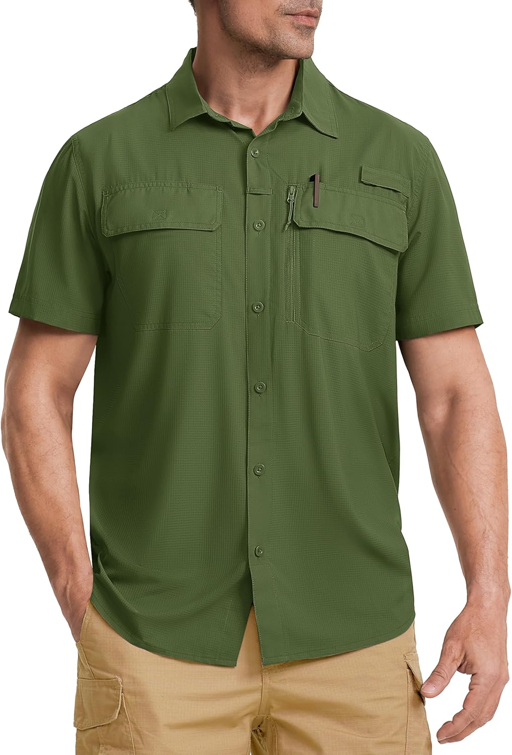 Fishing Shirts for Men Hiking Shirt Button Up Short Sleeve SPF UPF 50+ Shirt - Picture 37 of 84
