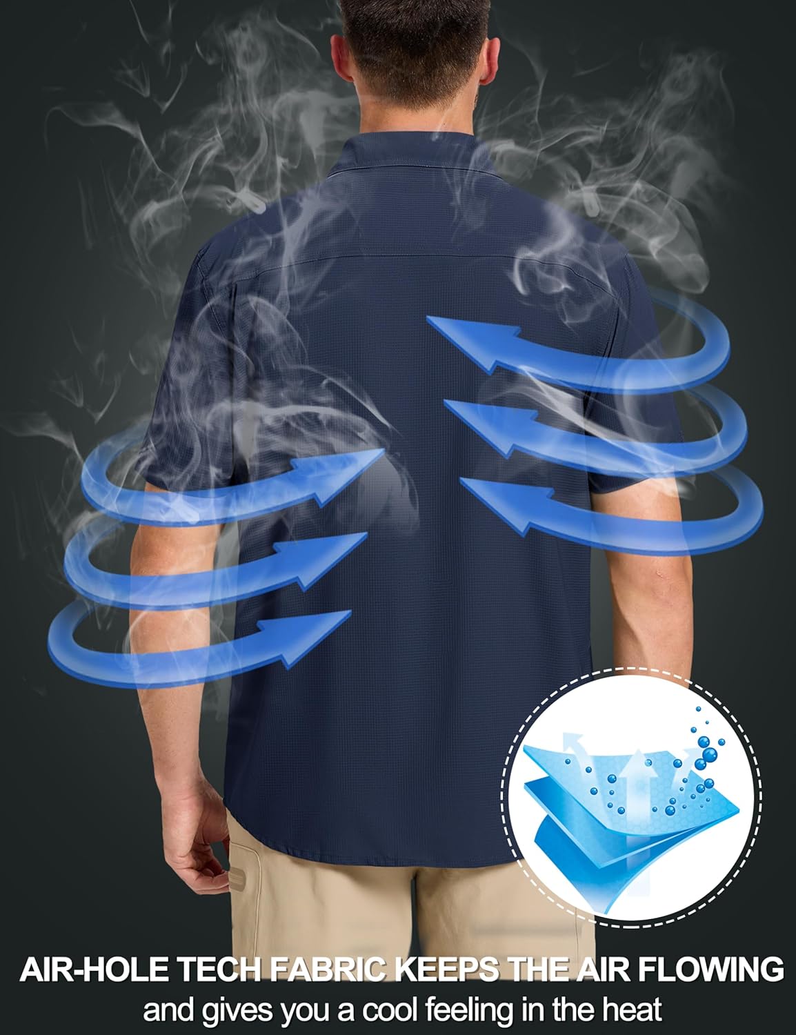 Fishing Shirts for Men Hiking Shirt Button Up Short Sleeve SPF UPF 50+ Shirt - Picture 63 of 84