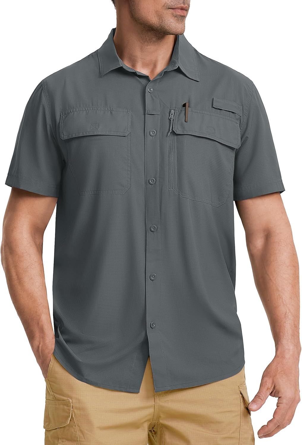 Fishing Shirts for Men Hiking Shirt Button Up Short Sleeve SPF UPF 50+ Shirt - Picture 67 of 84