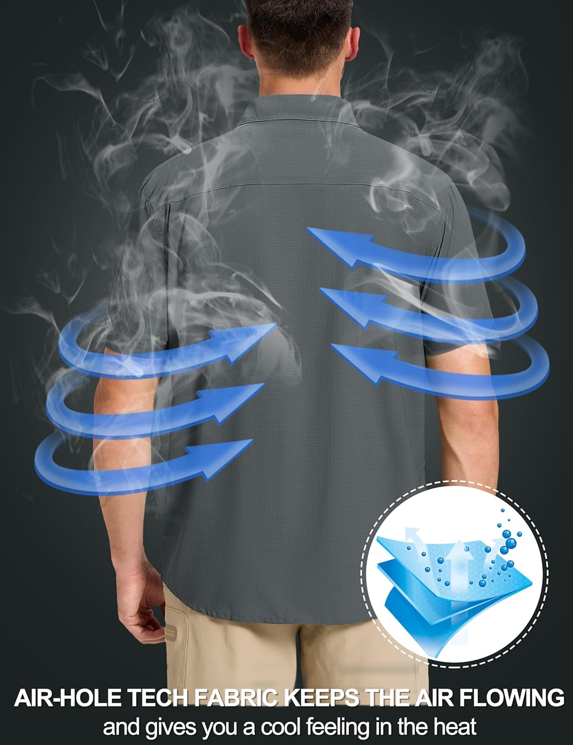 Fishing Shirts for Men Hiking Shirt Button Up Short Sleeve SPF UPF 50+ Shirt - Picture 69 of 84