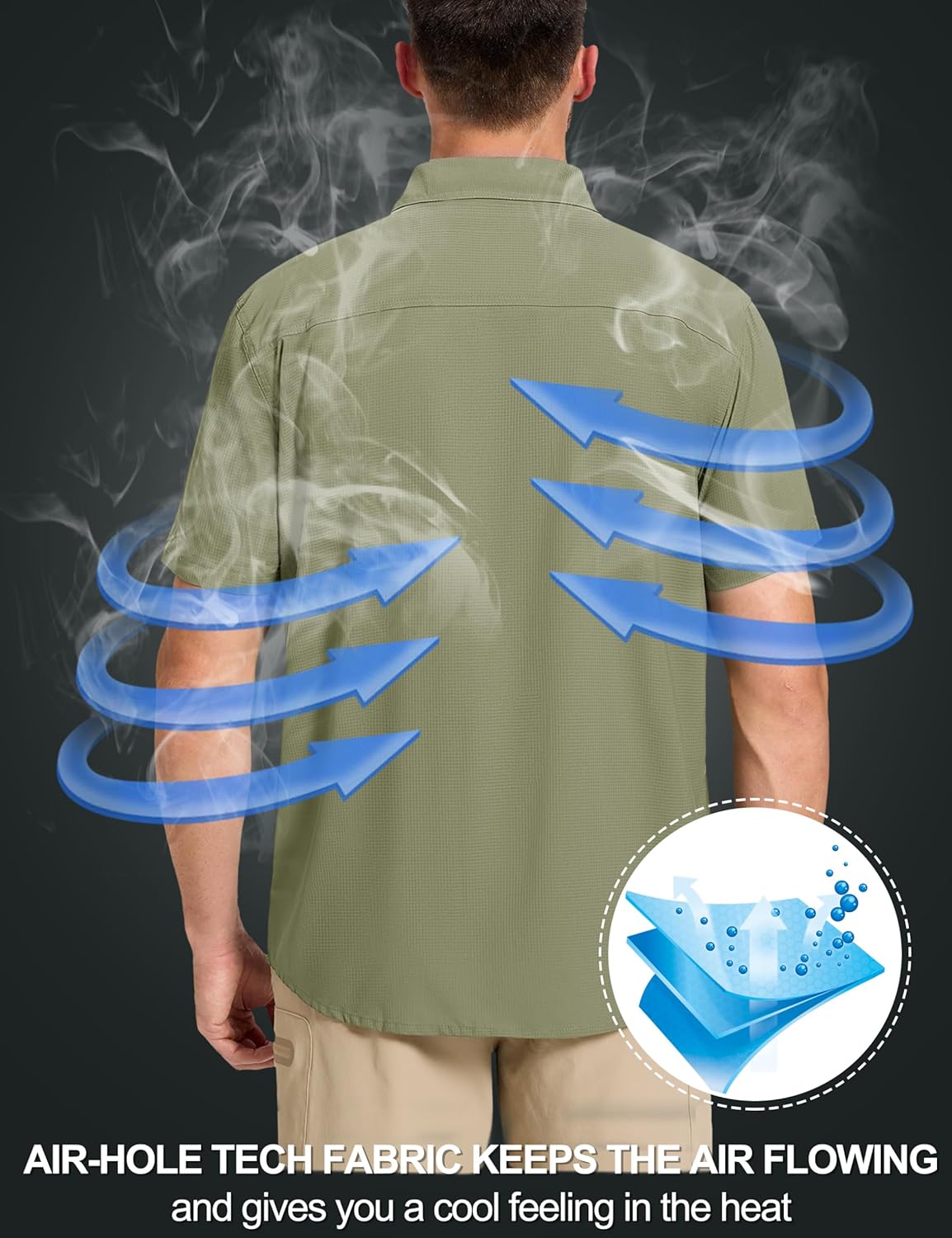 Fishing Shirts for Men Hiking Shirt Button Up Short Sleeve SPF UPF 50+ Shirt - Picture 75 of 84