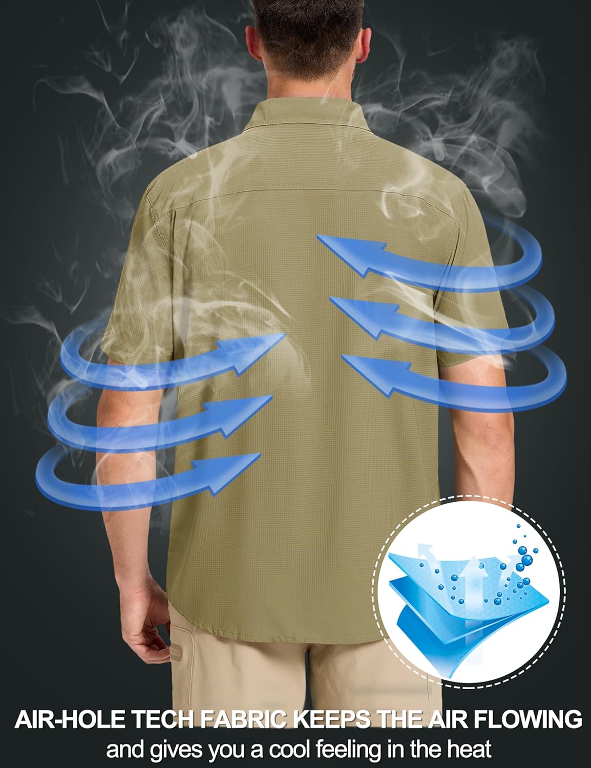 Fishing Shirts for Men Hiking Shirt Button Up Short Sleeve SPF UPF 50+ Shirt - Picture 81 of 84