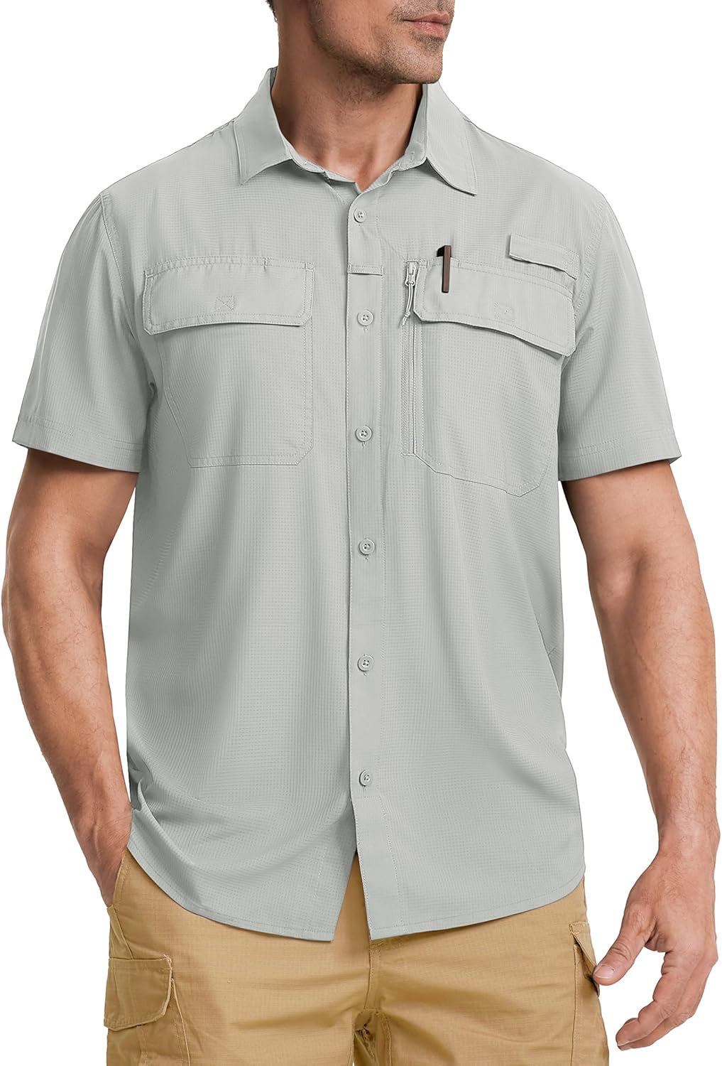 Fishing Shirts for Men Hiking Shirt Button Up Short Sleeve SPF UPF 50+ Shirt - Picture 25 of 84