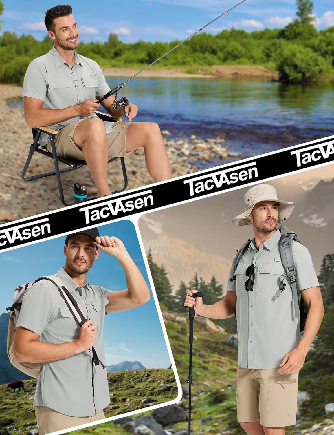 Fishing Shirts for Men Hiking Shirt Button Up Short Sleeve SPF UPF 50+ Shirt - Picture 30 of 84