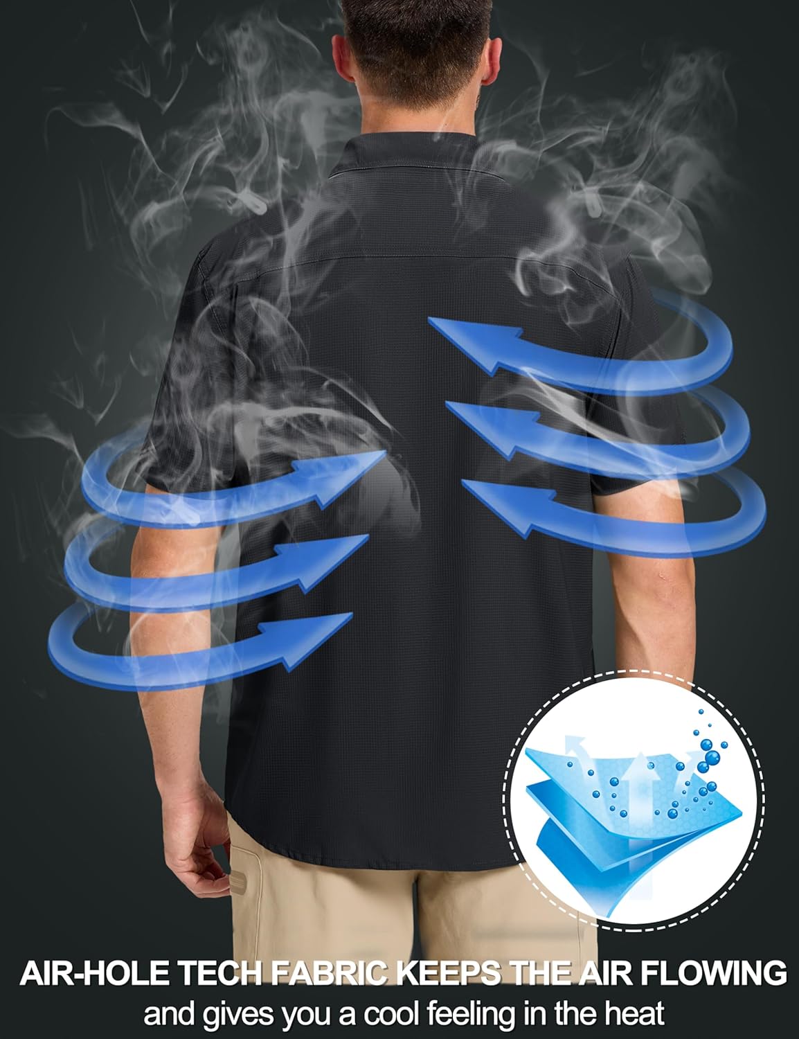 Fishing Shirts for Men Hiking Shirt Button Up Short Sleeve SPF UPF 50+ Shirt - Picture 33 of 84