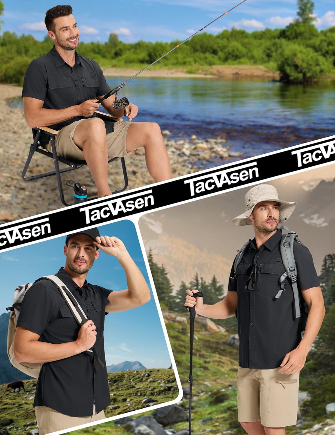 Fishing Shirts for Men Hiking Shirt Button Up Short Sleeve SPF UPF 50+ Shirt - Picture 36 of 84