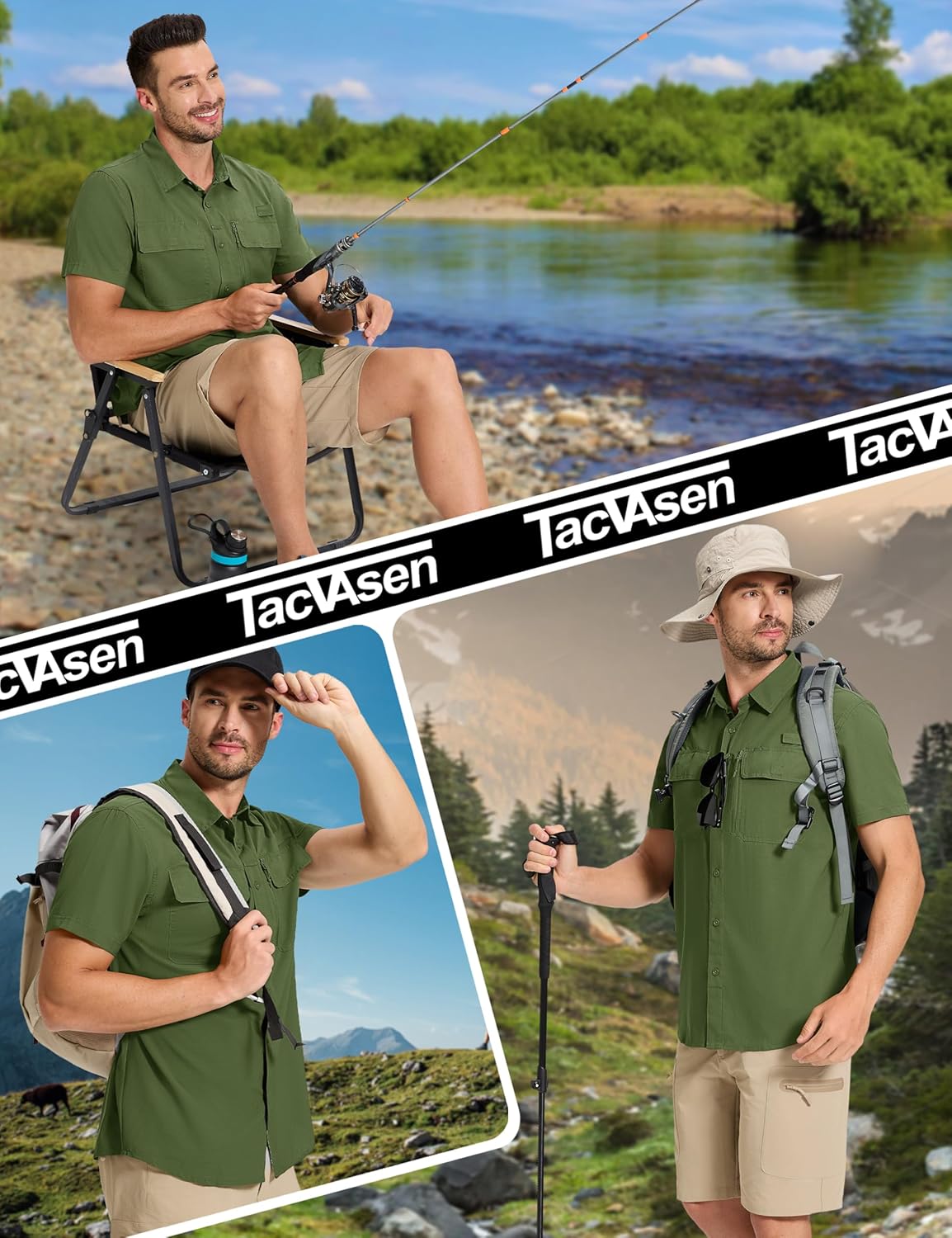 Fishing Shirts for Men Hiking Shirt Button Up Short Sleeve SPF UPF 50+ Shirt - Picture 42 of 84