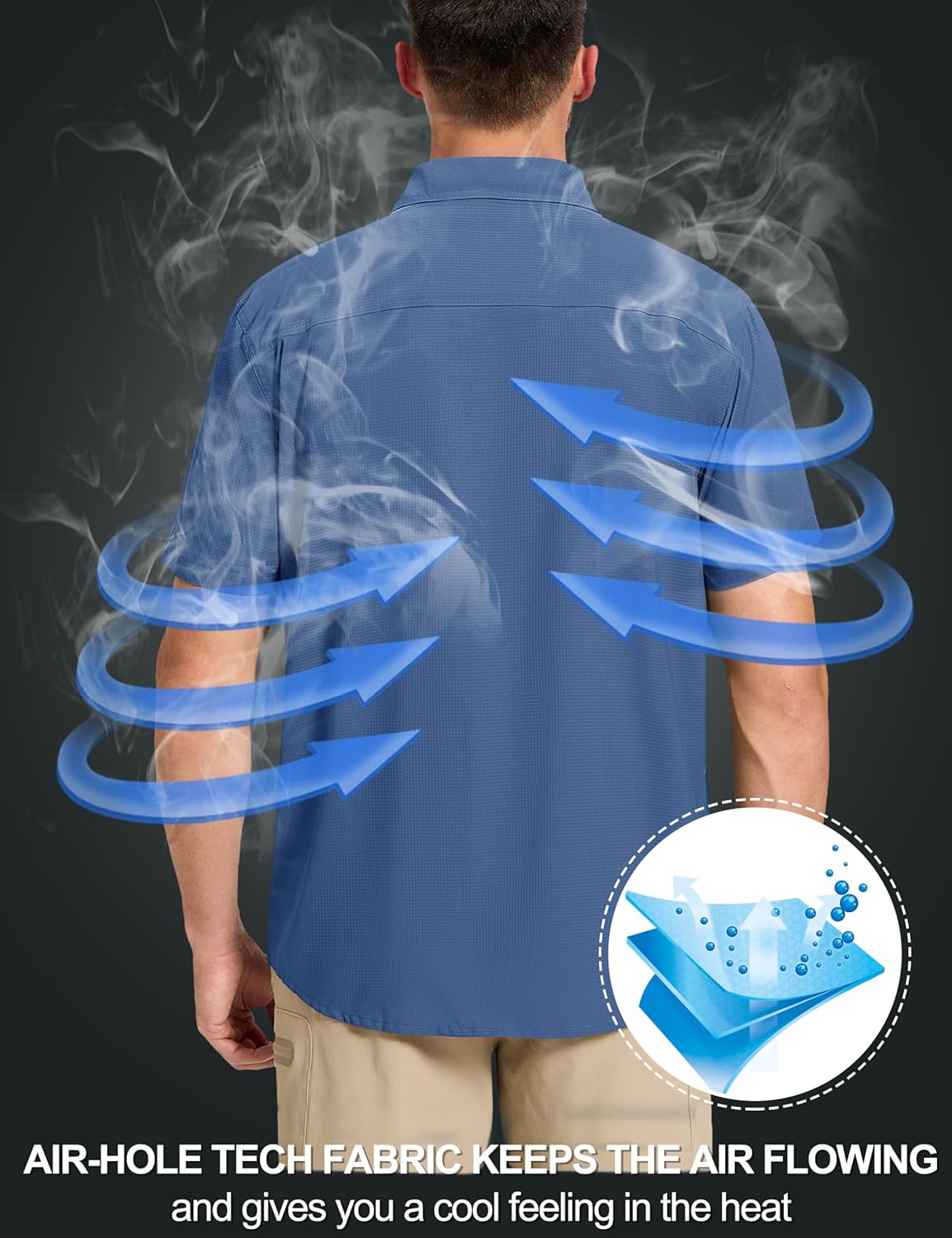 Fishing Shirts for Men Hiking Shirt Button Up Short Sleeve SPF UPF 50+ Shirt - Picture 45 of 84