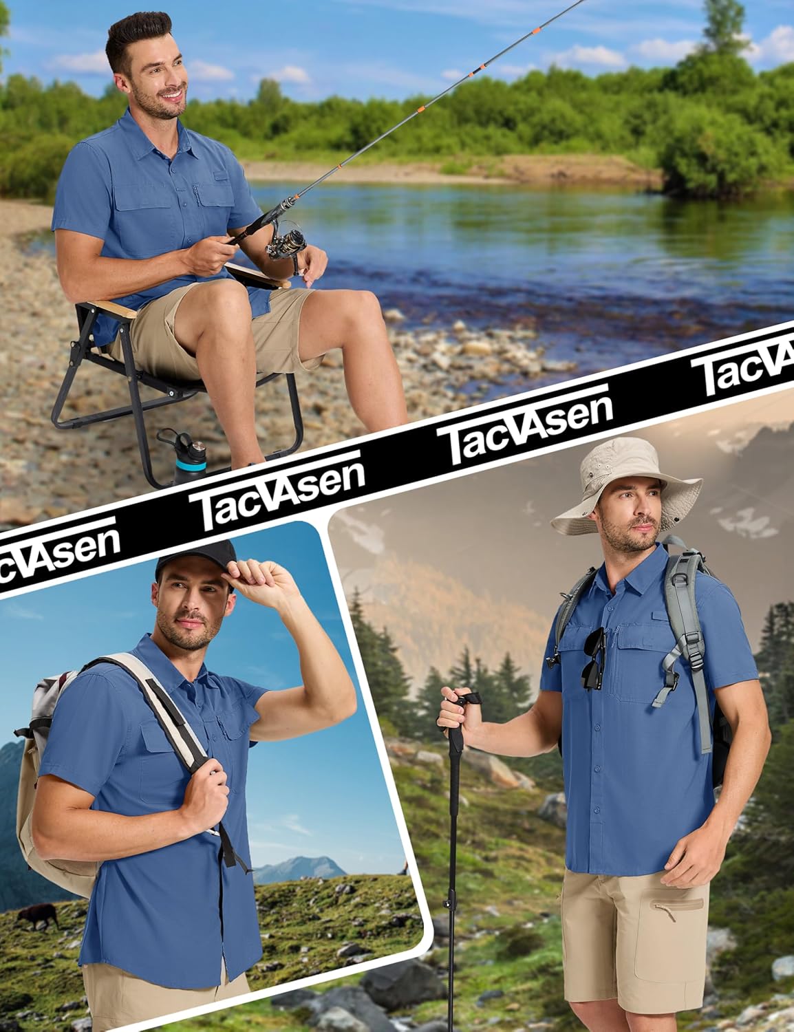 Fishing Shirts for Men Hiking Shirt Button Up Short Sleeve SPF UPF 50+ Shirt - Picture 48 of 84