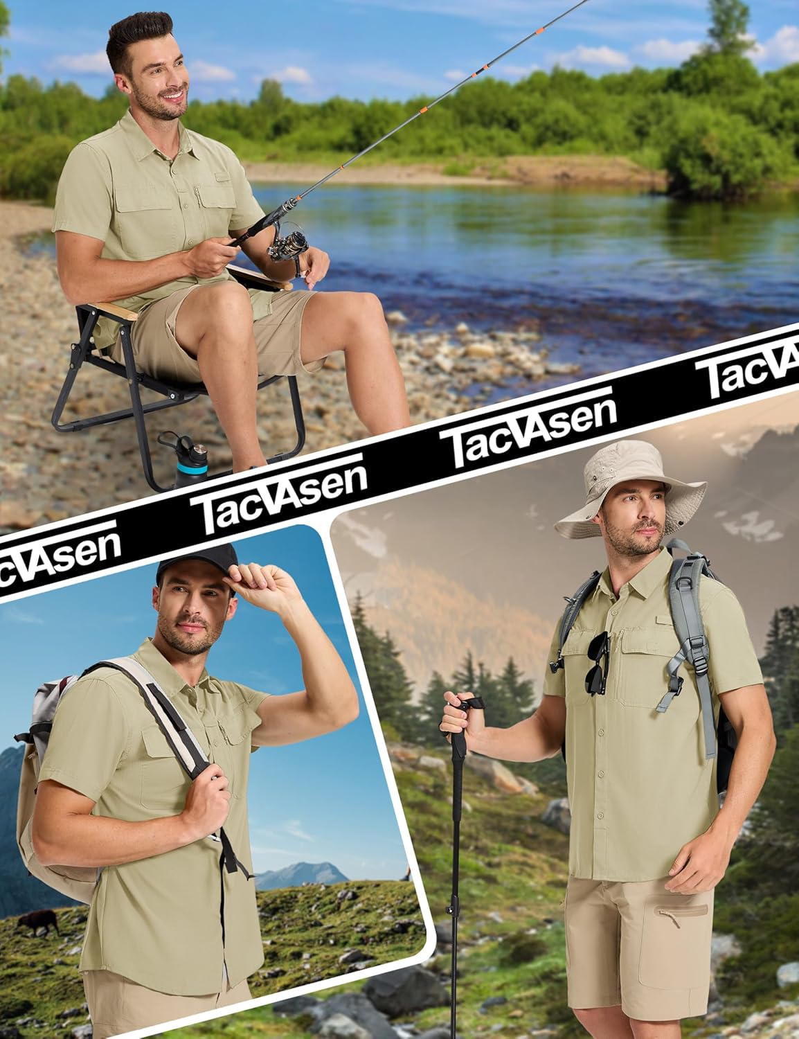 Fishing Shirts for Men Hiking Shirt Button Up Short Sleeve SPF UPF 50+ Shirt - Picture 54 of 84