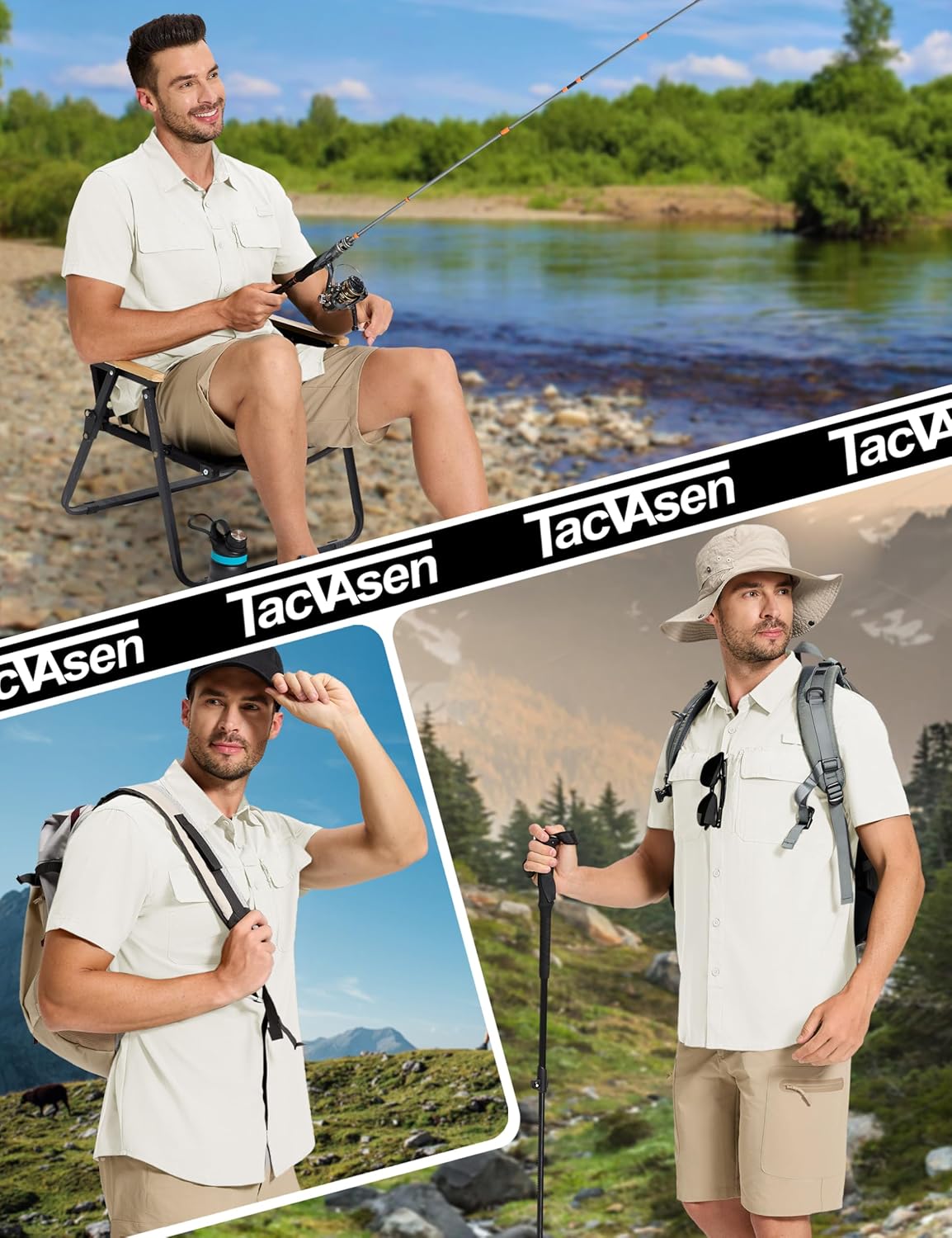 Fishing Shirts for Men Hiking Shirt Button Up Short Sleeve SPF UPF 50+ Shirt - Picture 60 of 84