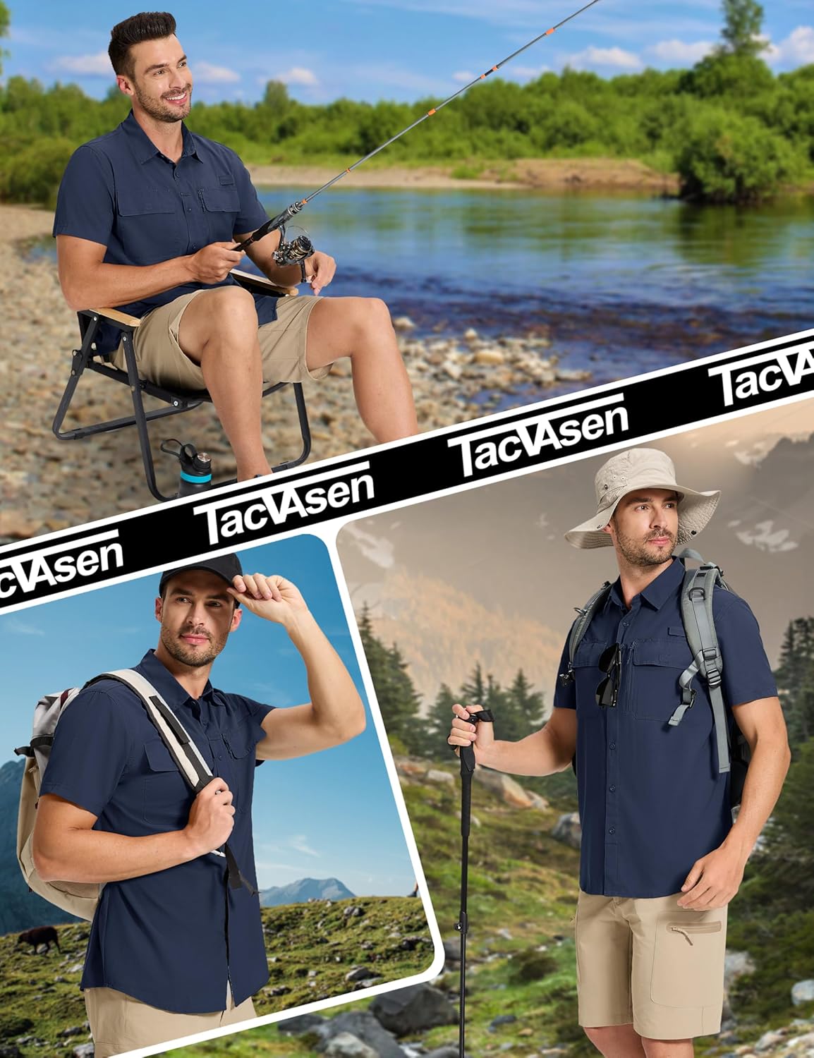Fishing Shirts for Men Hiking Shirt Button Up Short Sleeve SPF UPF 50+ Shirt - Picture 66 of 84